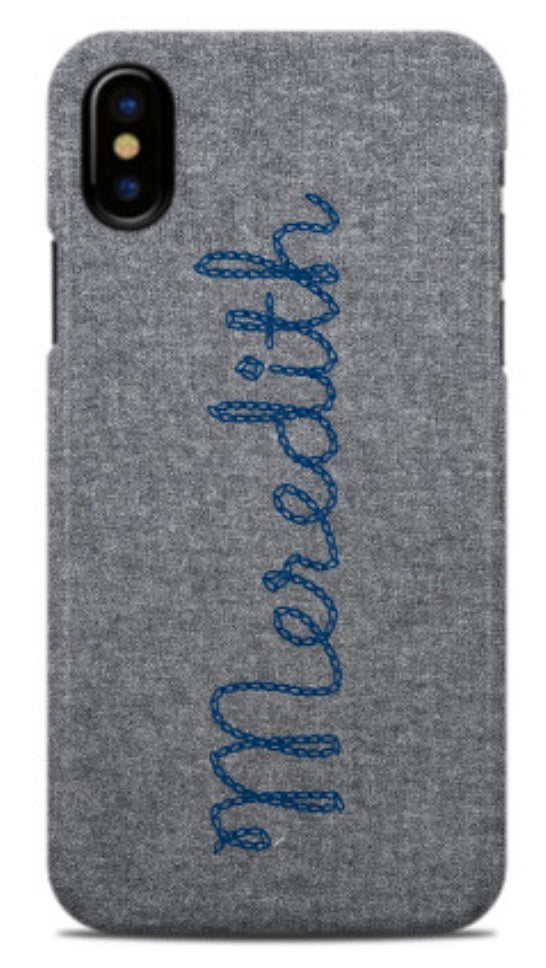 Matt Grey Chain Stitch Letter Phone Case (3 options) - Minnie & Emma Matt Grey Chain Stitch Letter Phone Case (3 options) - Minnie & Emma