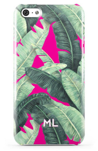 Palm Beach Chic Hot Pink All Over Banana Leaves Phone Case