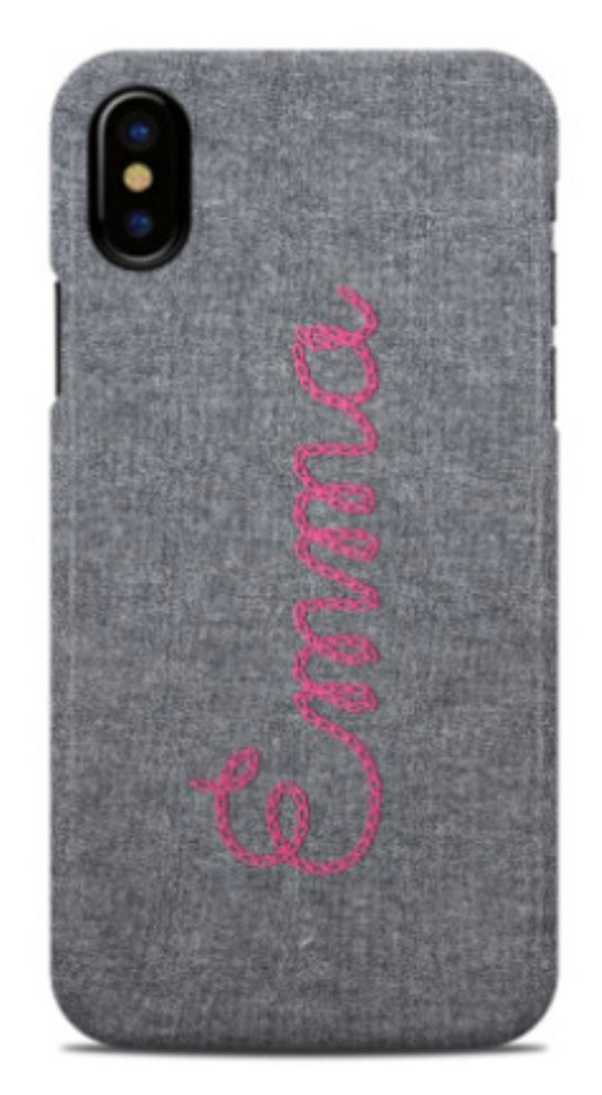 Matt Grey Chain Stitch Letter Phone Case (3 options) Matt Grey Chain Stitch Letter Phone Case (3 options)