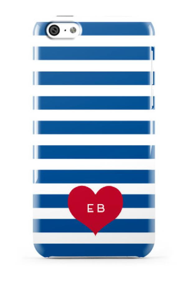 Red & Blue Stripes with Heart Phone Case Red & Blue Stripes with Heart Phone Case